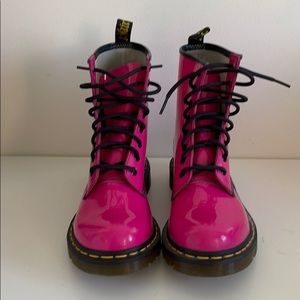 Dr Martens 1460 Combat Boots - Patent Hot Pink